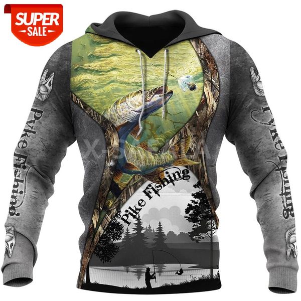 

pike fishing camo wildfish 3d all print plus hoodie man women harajuku outwear zipper pullover sweatshirt casual jacket #ie4n, Black