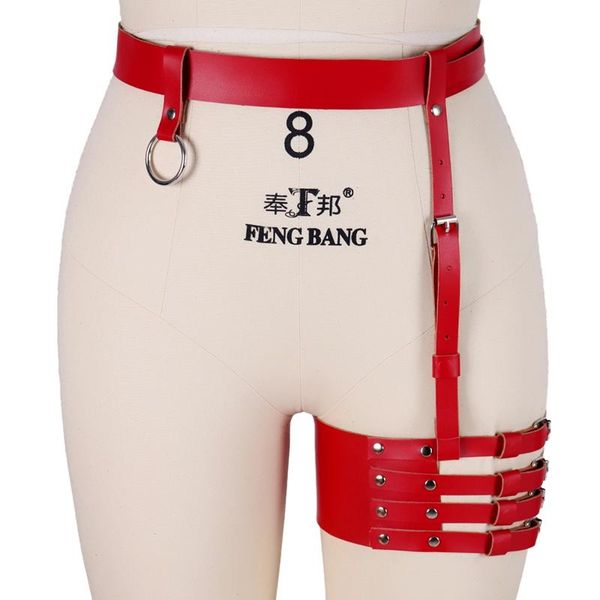 

belts women single leg bondage straps leather body harness belt gothic lingerie garter suspenders exotic club costumes, Black;brown