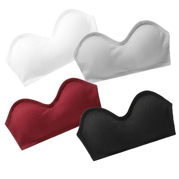

bustiers & corsets 1pc strapless women tube wrapped bra cropped bandeau with pad stretchy lingerie girl underwear, Black;white
