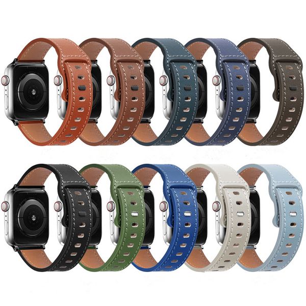 

real genuine leather bracelet straps for apple watch band iwatch 7 6 5 4 38mm 40mm 42mm 44mm