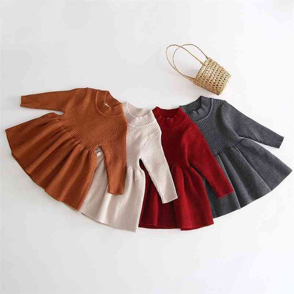 

0-3 yrs autumn winter wool knitted sweater dress girls dresses for party and wedding baby girl clothes 210417, Red;yellow