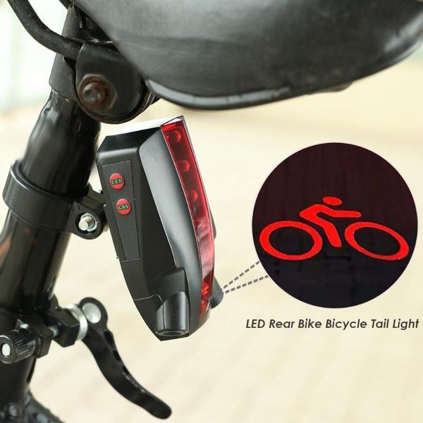 

bike lights 2 laser+5 led rear bicycle tail light beam logo warning lamp