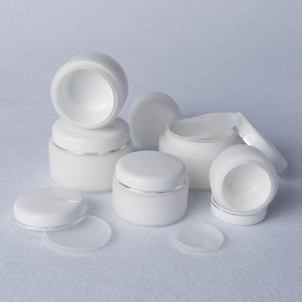

storage bottles & jars 100pcs 15g 30g 50g empty white color plastic pp cosmetic jar with cap double layer cream bottle lid