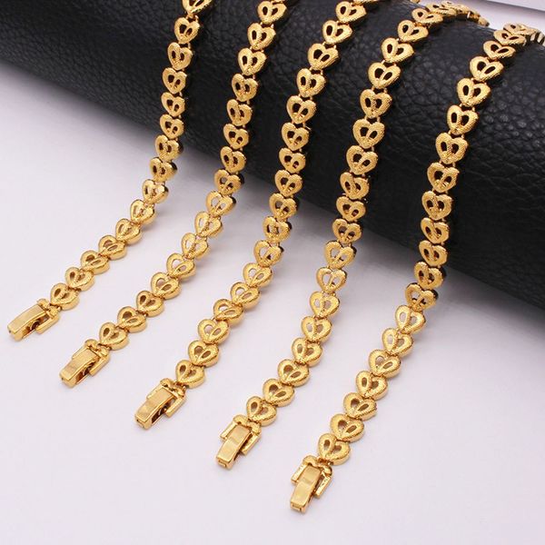 

heart bracelet wrist chain 18k yellow gold filled classic women girl charm jewelry gift, Black