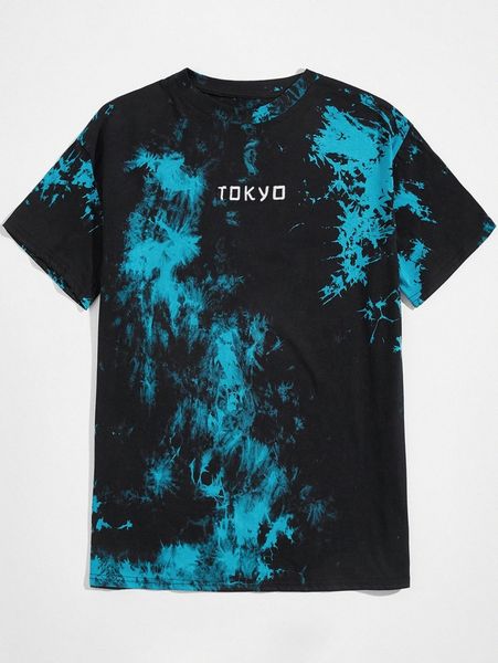 

romwe guys tie dye tee a5n6#, White;black