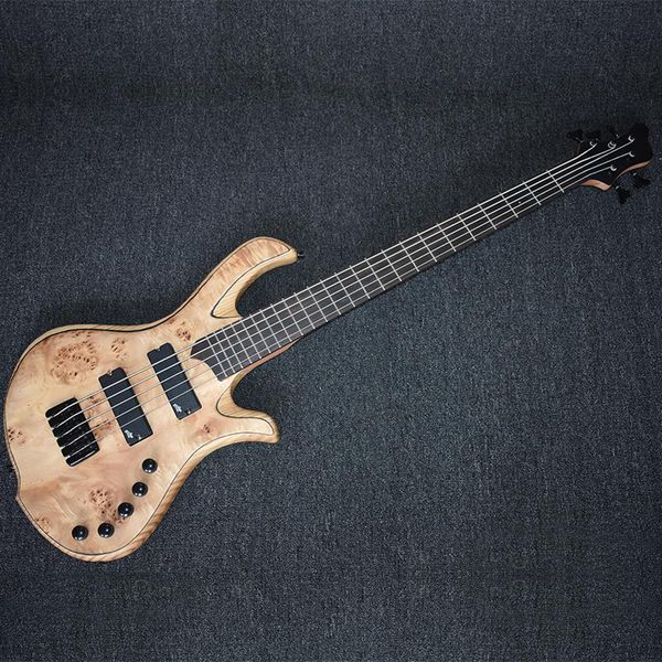 

new arrival natural electric bass guitar with 5 strings,elm body,rosewood fretboard,can be customized