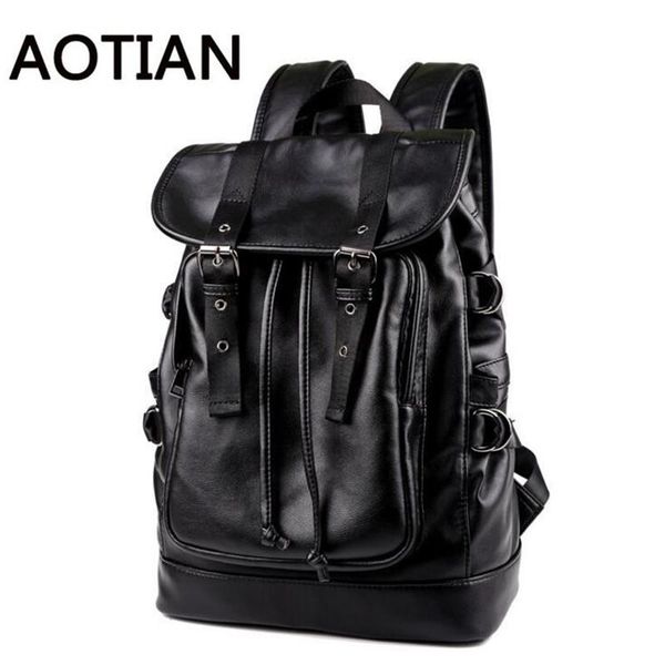 

backpack men pu leather travel bag shoulder computer backpacking bags multifunctional