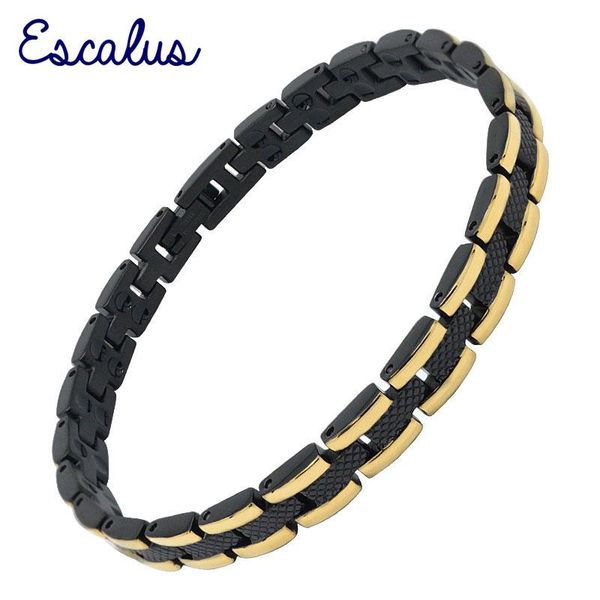 

link, chain escalus attractive ladies magnetic stainless steel black and gold bracelet with double magnets for carpal tunnel tingles
