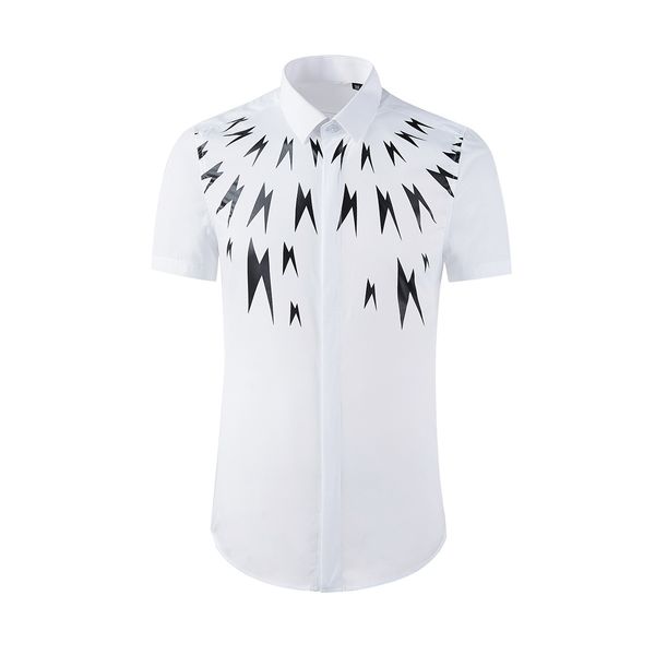 

business shirt deluxe and simple summer multi flash printed men's end fashion brand top, White;black