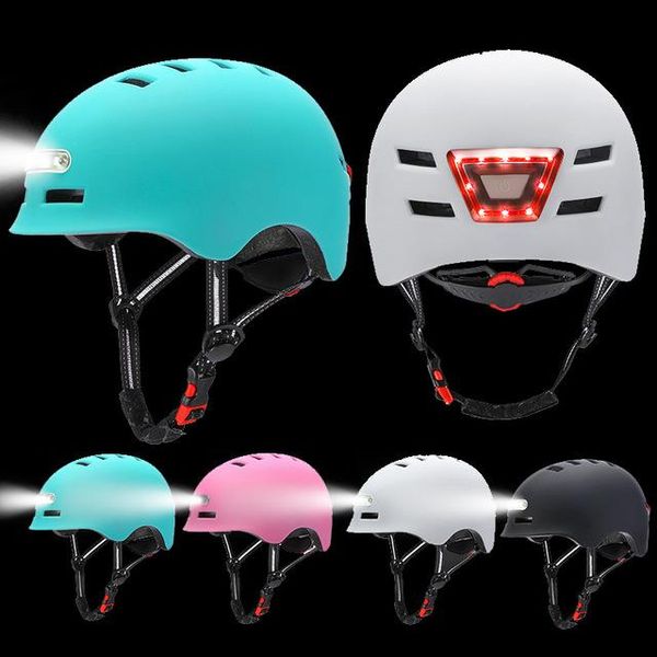 

smart bicycle helmet with 3 kinds of warning lights, and safe shiny helmet, comfortable lightweight cycling caps & masks, Black
