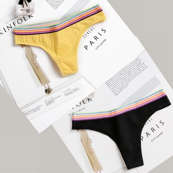 

g strings underwear cotton women's low waist fun thong, Black;white