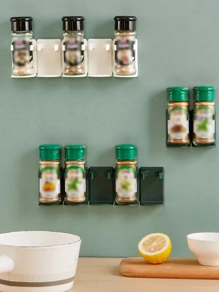 

kitchen storage & organization spice jar rack bottle organizer wall mount jars holder tools clip cabinet door hooks