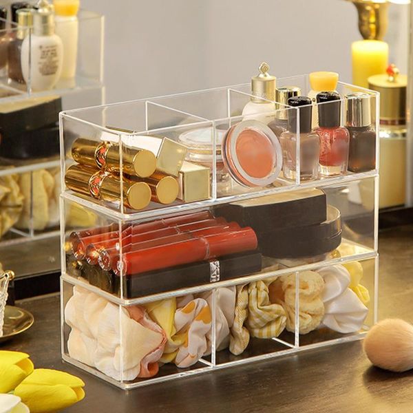 

storage boxes & bins transparent acrylic cosmetics box makeup blush shelf jewelry make up organizer plastic container