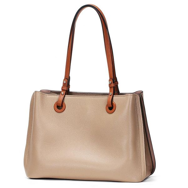 

evening bags fashion color contrast handbag female bag genuine leather capacity shoulder daily work tote elegant handle women