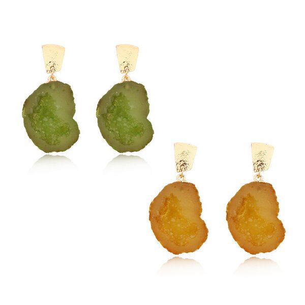 

vintage irregular resin dangle earrings european big long drop earrings for women jewelry pendientes mujer moda, Silver