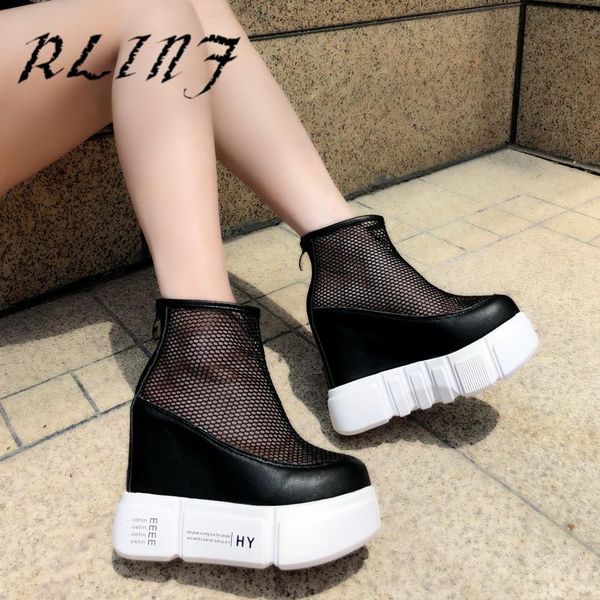 

increases the wild korean version of thick bottom mesh hollow breathable women's shoes dress, Black