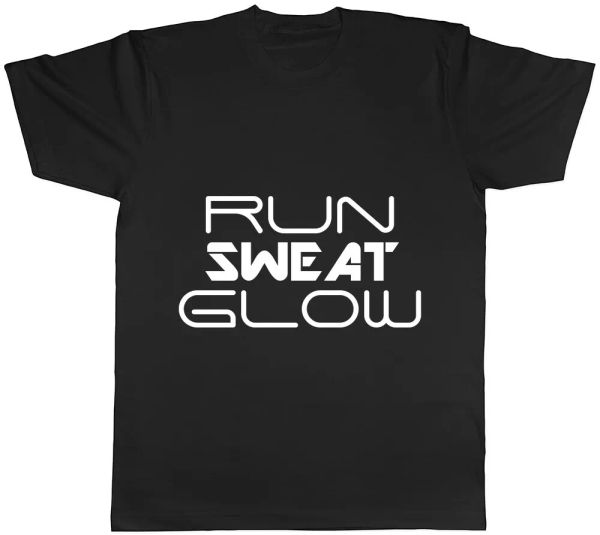 

run sweat & glow mens ladies womens t-shirt, White;black