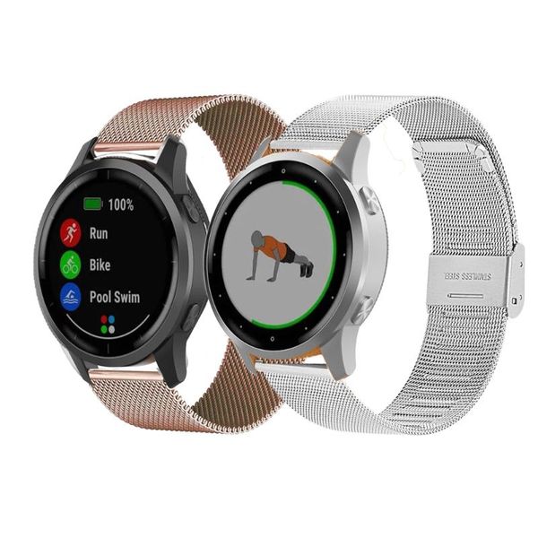

watch bands stainless steel metal wrist strap for garmin vivoactive4s 4 3 smart watchband vivoactive3 music wristband accessories, Black;brown