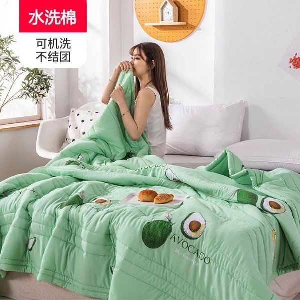 

blankets 2021 summer washed cotton quilt air-conditioning 1pc bedspreads queen size quilted bed cover pink blue blanket(no pillowcase)