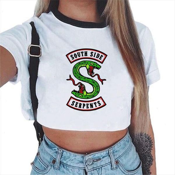 

90s aesthetic and women south mens t shirt womens side serpents riverdale print white tshirts short sleeve graphic tee, White;black