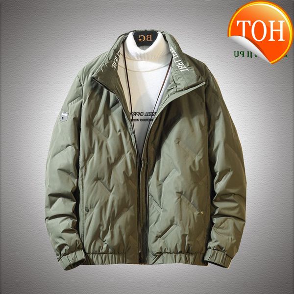 

fashion down jacket men casual loose thick white duck thin and light coats male high collar waterproof warm mens jackets, Black