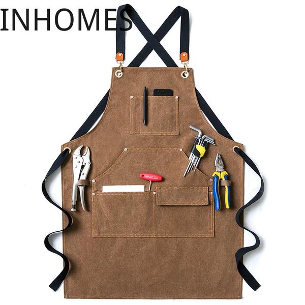

aprons custom logo apron work canvas milk coffee barber clothes hair stylist perm dyer hairdressing delantal cocina hombre mujer