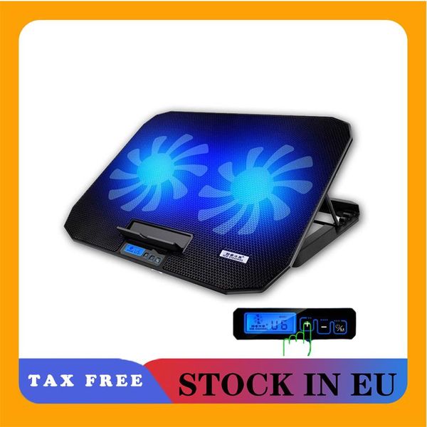 

desk adjustable lapstand support 12" to 17" with 2 fans usb cooling heat dissipation holder for notebook 6 pads