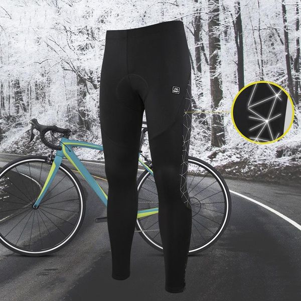 

racing pants santic men cycling winter mtb long reflective keep warm bicycle sports leisure trousers asian size, Black;blue