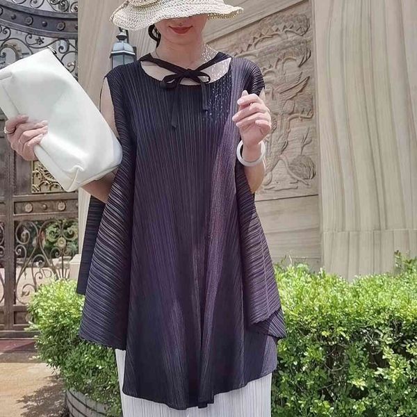 

shirt miyake plied summer without sleeves vest size slings aesthetic clothing, White