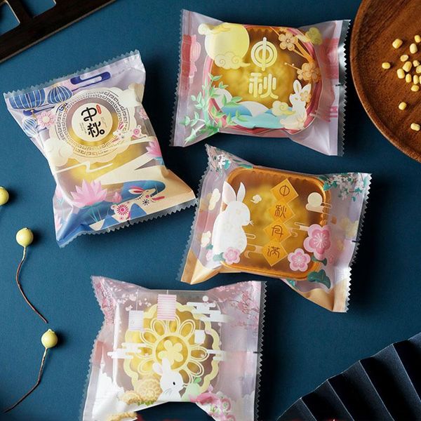 

gift wrap 100pcs/lot elegant color chinese mid-autumn festival style blooming flowers mooncake bag beautiful flower clouds