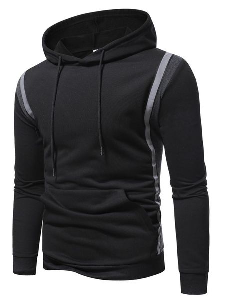 

men's hoodies & sweatshirts fashion patchwork black white gray hooded casual streetwear autumn winter pullover male tracksuit plus size