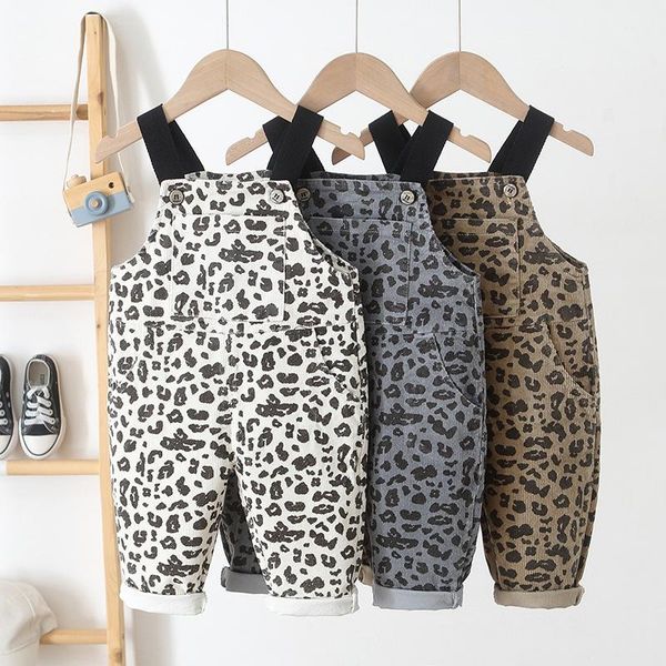 

jumpsuits 2021 children's overalls leopard print 0-4 years old baby stretch corduroy, Blue