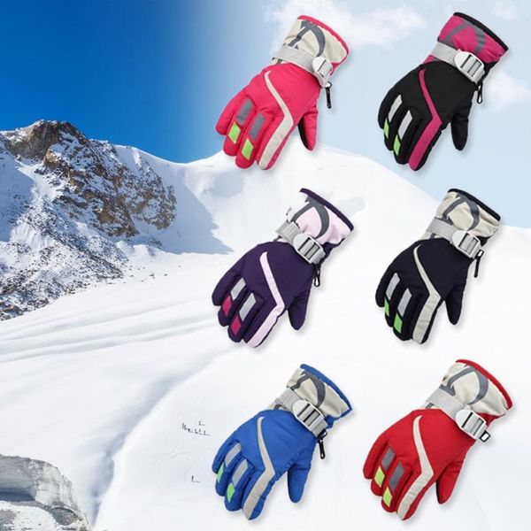

ski gloves children boys girls winter warm windproof sports breath adjustable