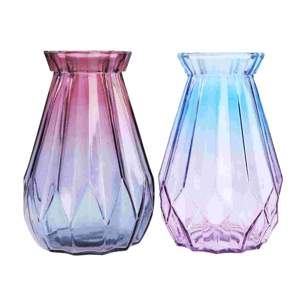 

vases 2pcs home glass vase artistic flower container decor (mixed color)