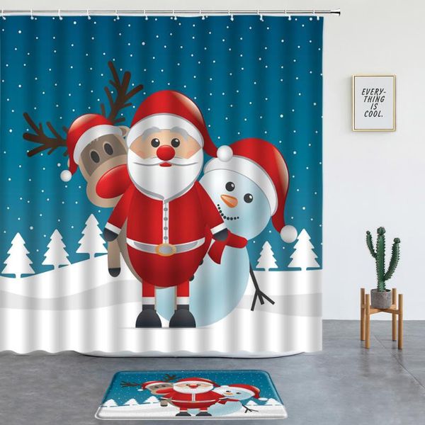 

shower curtains christmas set rug non-slip carpet bath mats santa claus snowman reindeer bathroom decor screen entrance door mat