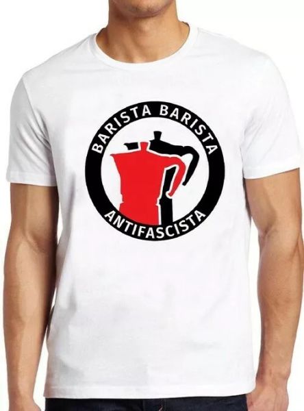 

barista antifascista funny pun coffee cool gift tee t shirt 4227, White;black