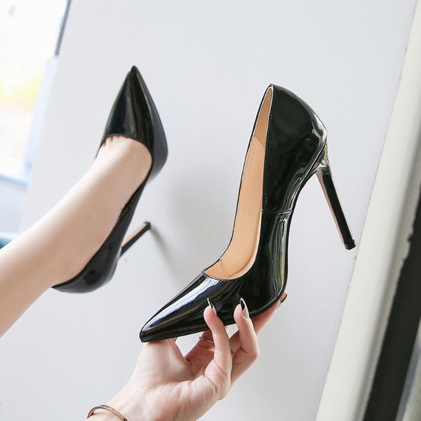 

arrival fashion shoes for women high heels 11cm pumps pointed toe stilettos party wedding office dress plus size46, Black
