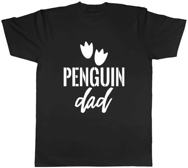 

penguin dad mens t-shirt tee, White;black