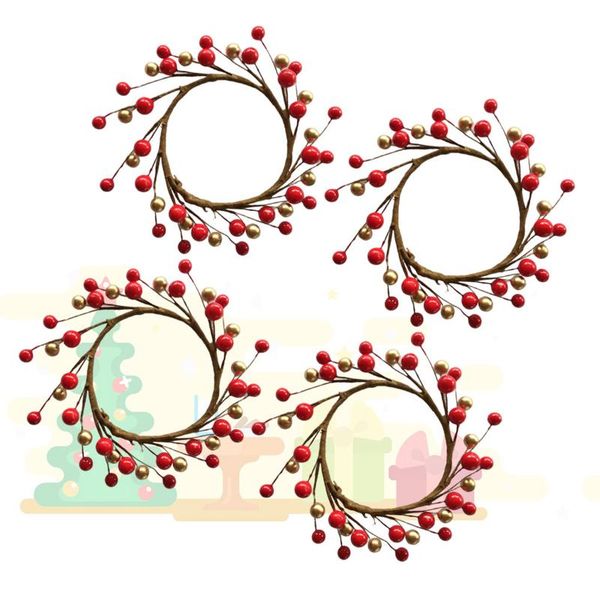 

decorative flowers & wreaths 3pcs 8cm inner diameter berry wreath candle rings garland xmas ornament stand centerpiece