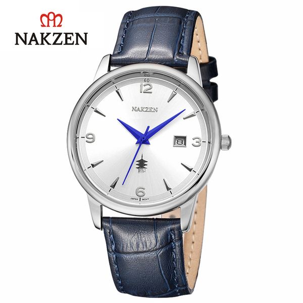 

men quartz watch relogio masculino military sport wristwatch leather strap mens reloj complete calendar watches, Slivery;brown