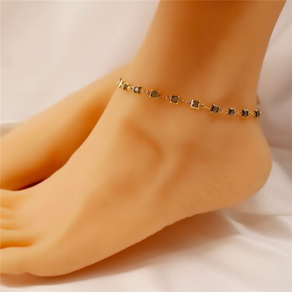 

anklets simple fashion jewelry women's handmade geometry zircon ankle bracelet party anniversary gift, Red;blue