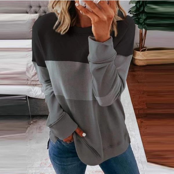

women's t-shirt harajuku woman tshirts casual long sleeve stripe print color matching t shirt slim poleras mujer camisetas #t2g, White