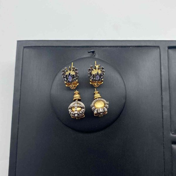

design jewelry maijia skull crown full diamond earrings hip hop temperament make old halloween fashion earrings female, Golden