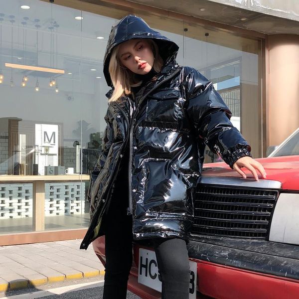 

women's trench coats fashion brand glossy fabric red cotton vest female winter plus size oversized loose hooded bread style coat wq2185, Tan;black
