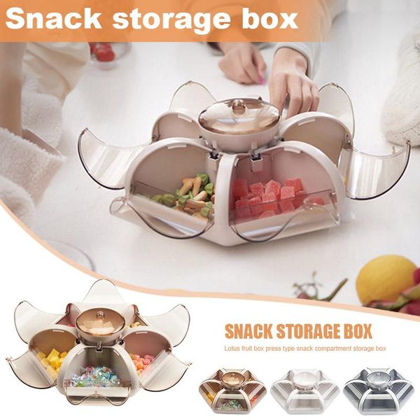 

lotus fruit box living room tray transparent press type one-button switch the buckle design dust-proof and moisture-proof storage bottles &