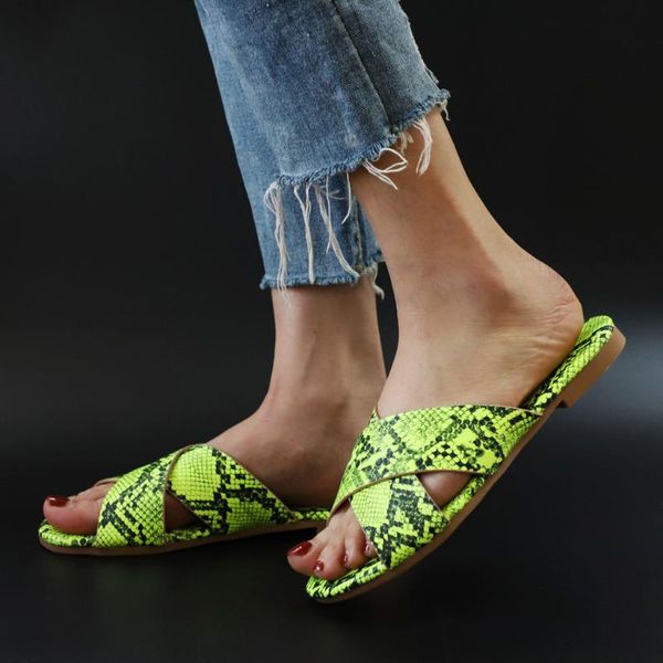 

slippers women summer shoes beach women's round toe open cross band serpentine flat causal slipper, Black