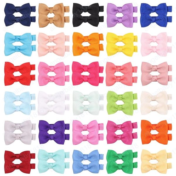 

solid grosgrain ribbon bow hair clips for cute girls mini handmade hairpins barrettes headwear kids hair accessories, Slivery;white