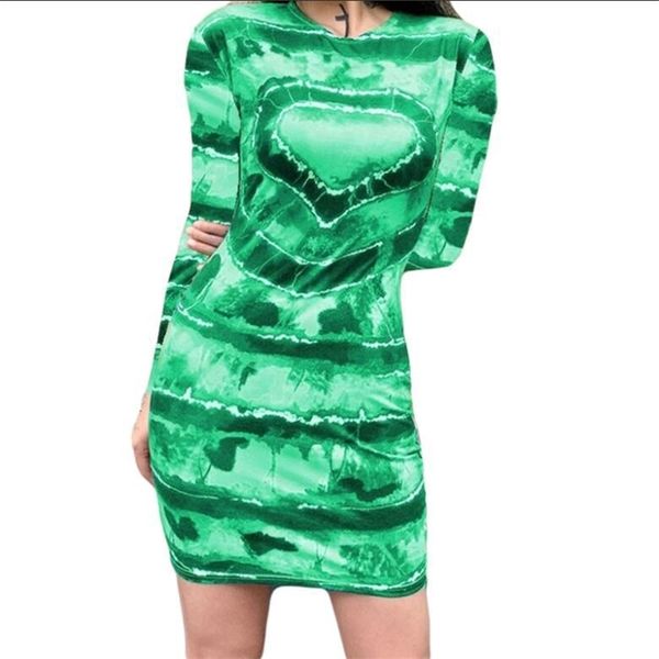 

women tie dye mini dress spring autumn long sleeve bodycon party slim wrap hip skinny streetwear es ladies 210522, Black;gray