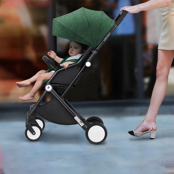 

baby stroller can sit and lie ultra-light portable one-hand retractable one-key folding -absorbing strollers#