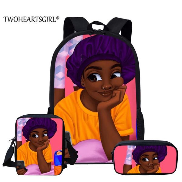 

school bags twoheartsgirl african girls student schoolbag for 3d print book personalized children kids bagpack set 3 piece